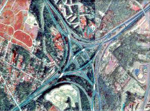 Aerial photo of the I-695 / I-95 interchange that existed to the northeast of Baltimore, Maryland